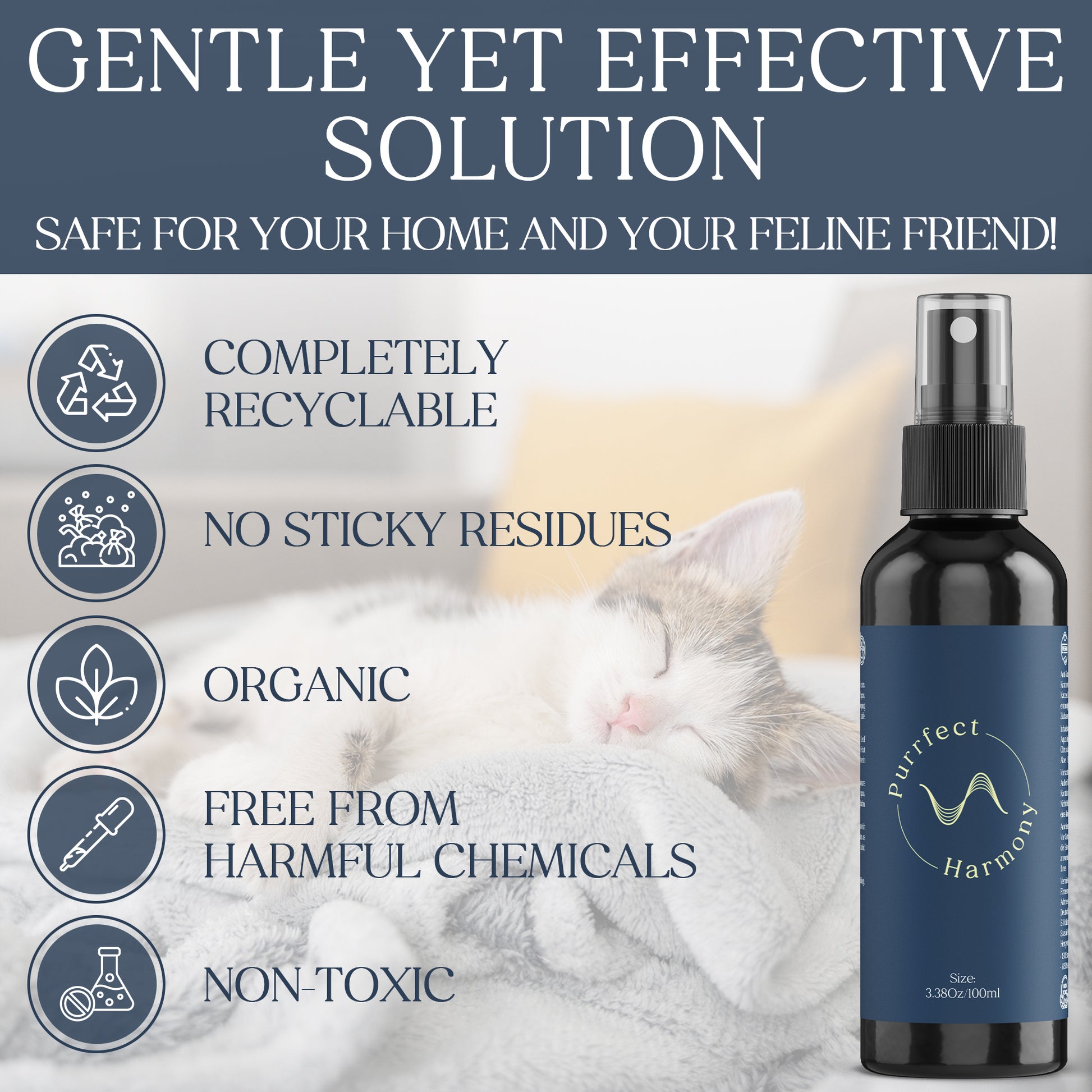 The Purrfect Harmony Natural Anti-Scratching Spray for Cats – Safe, Non-Toxic, Vet-Approved Cat Deterrent for Furniture & Home – Protects Your Sofas, Carpets & Wooden Surfaces – Eco-Friendly, No Harsh Chemicals - 100 ml